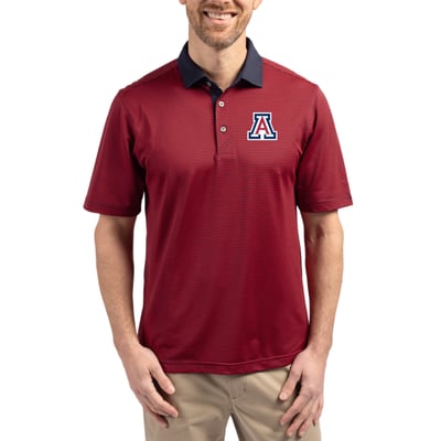  Arizona Wildcats Cutter & Buck DryTec Virtue Eco Pique Recycled Polo - Red/Navy
